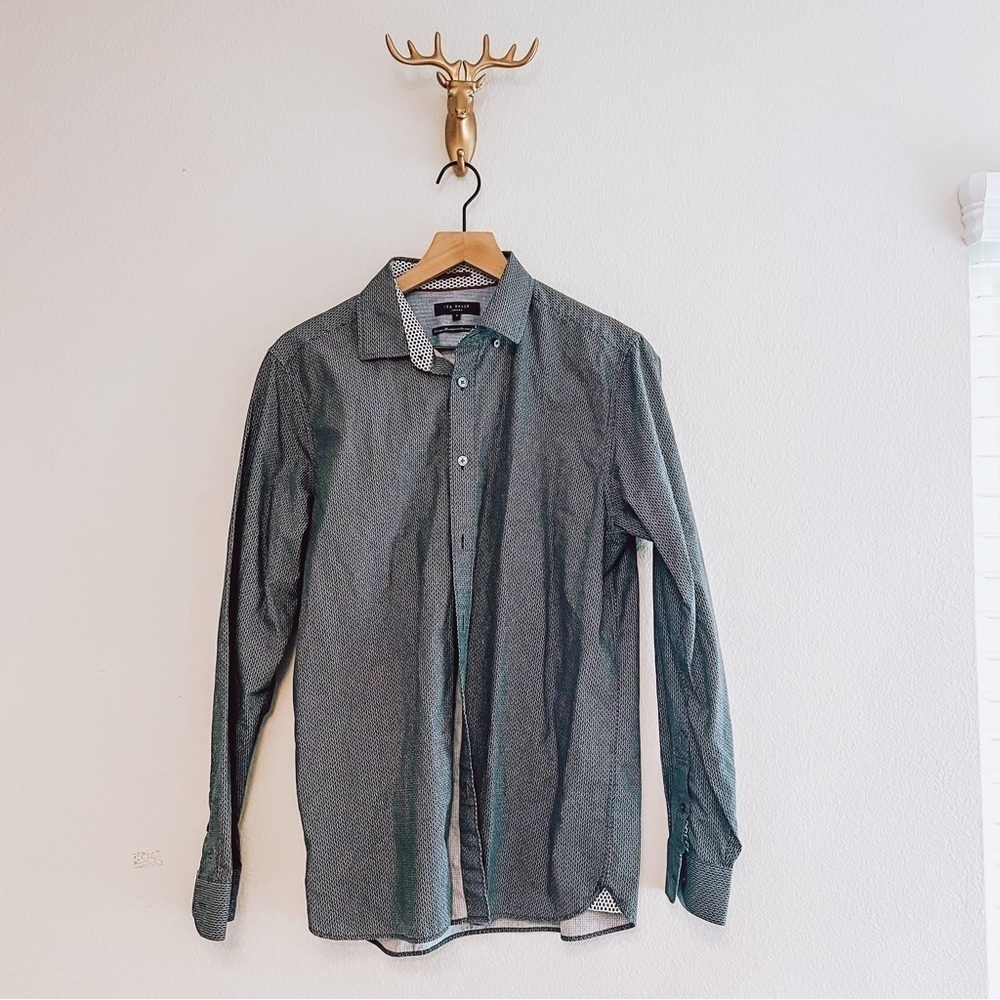 Ted Baker Men's Gray Dress Shirt Size 4/40"